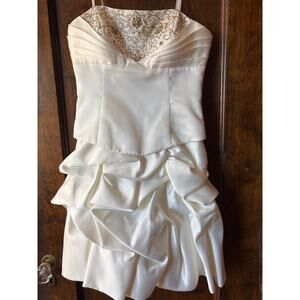 Adrianna Papell Dress- Hailey Logan Ivory white with beading detail - Size  5/6